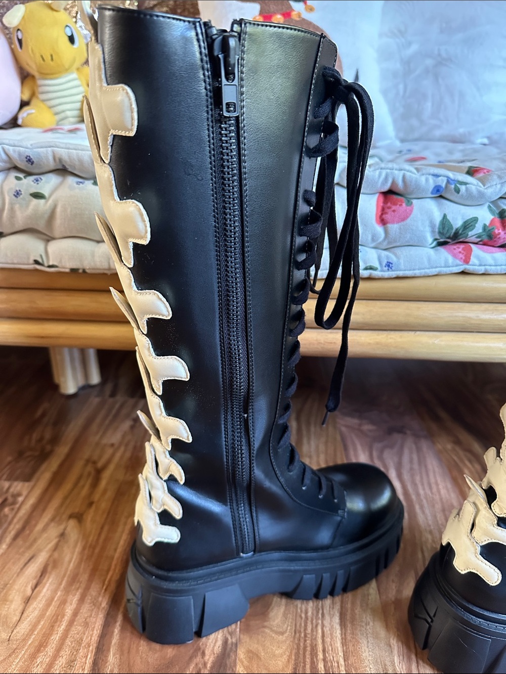 Dolls Kill Halloween Skeleton Knee High Boots Women’s Size 8 - Picture 4 of 15